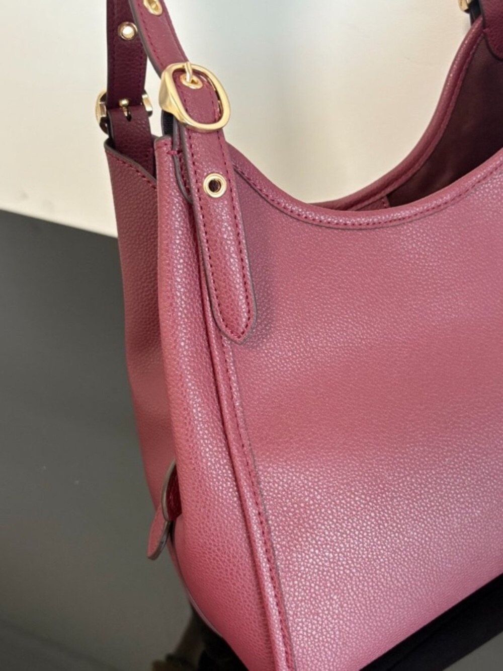 Coach Pebbled Leather Shoulder Bag in Berry Wine - Picture 8 of 8